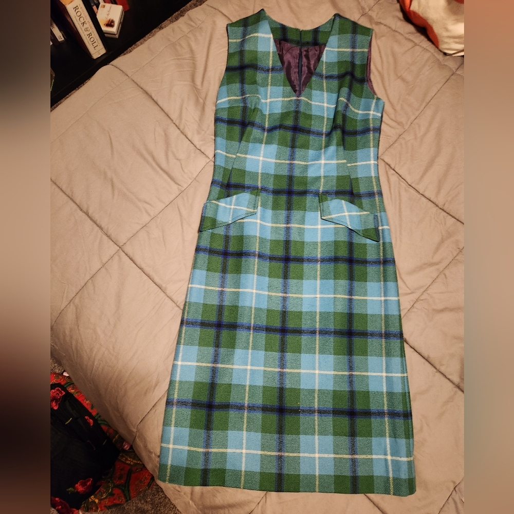 Green and Blue Plaid Dress